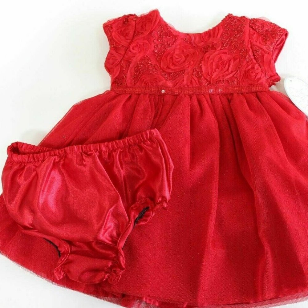 Koala Baby Rosette Dress with Tulle Overlay